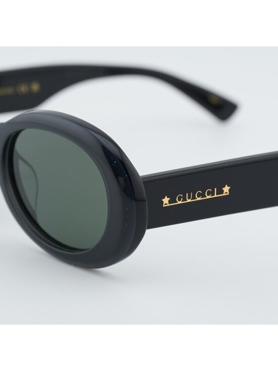 Gucci GG1587SA 001 Sunglasses Black Oval Frame, Grey Lenses main image 8